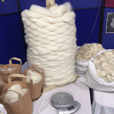 Border Leicester tops 500g, beautiful white prepared tops for spinning, felting and crafting, rare breed