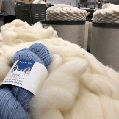 Fountains Abbey DK yarn, pale and delicate blue, gentle lustre, rare breed and slaughter free