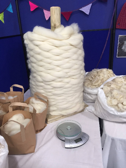 Border Leicester tops 200g, prepared white tops, long staple, hand spinners delight