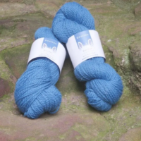 Doulton Blue Aran Yarn, fresh and bright blue border leicester yarn