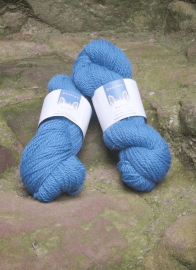 Doulton Blue Aran Yarn, fresh and bright blue border leicester yarn