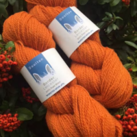 Jervaulx 4ply yarn, warm pumpkin, burnt orange yarn slaughter-free