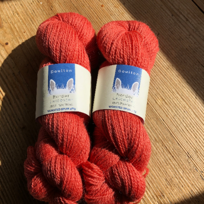 Coral 4ply yarn, from a slaughter-free flock of border leicester sheep. Beautiful lustre.