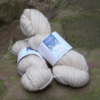 Mount Grace Aran Yarn is a gentle oatmeal shade from slaughter-free Border Leicester sheep