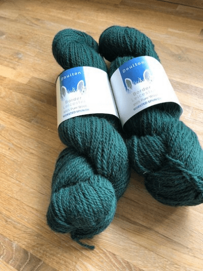 Kilburn Aran Yarn, a deep forest green, rich and jewel-like, pure wool, rare breed
