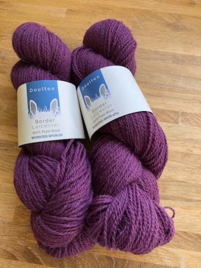 Hambleton 4ply yarn, berry-purple shade, slaughter-free