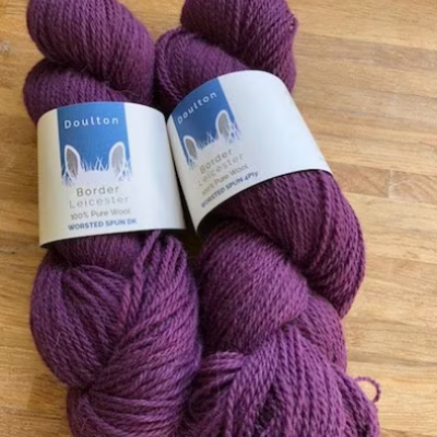Hambleton DK Yarn, berry-purple shade of rare breed yarn