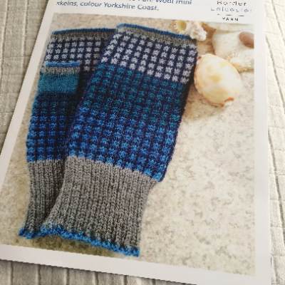Sea Glass Mitts Knitting Kit, pattern and mini skein pack to make stranded fingerless mitts