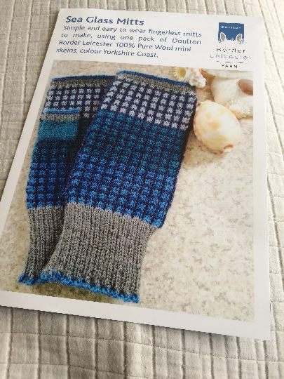 Sea Glass Mitts Knitting Kit, pattern and mini skein pack to make stranded fingerless mitts