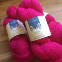 Uschi Pink 4ply yarn, a vibrant hot pink shade of rare breed Border Leicester yarn