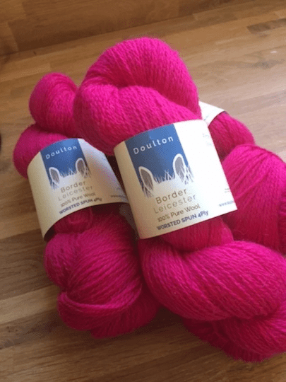 Uschi Pink DK yarn, vibrant hot pink shade from a rare breed and slaughter free flock of border leicester sheep