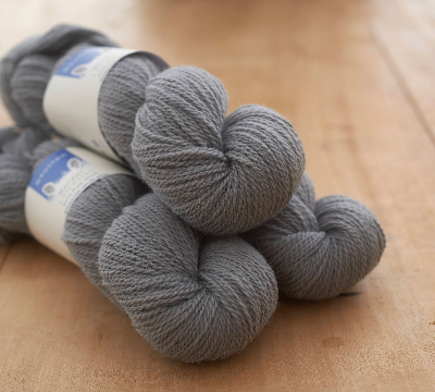 Wainstones DK yarn, pale grey, pure wool yarn from border leicester sheep. Rare breed and slaughter free.