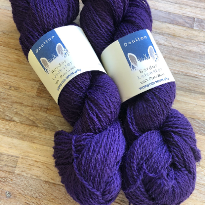 Deep purple yarn Hawnby Hill, slaughter free border leicester sheep