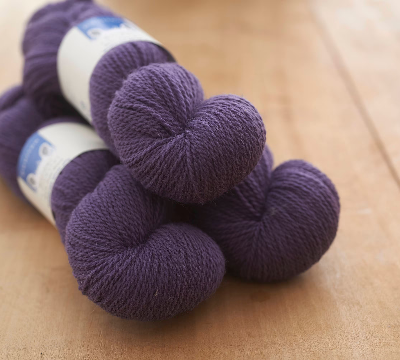 Cringle Moor 4ply yarn, purple-blue shade, rare breed, slaughter free Border Leicester sheep