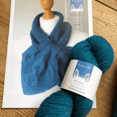 Falling Leaves Scarf Knitting Kit, pattern and one skein of yarn to make this slotted scarf, slaughter-free, rare breed yarn