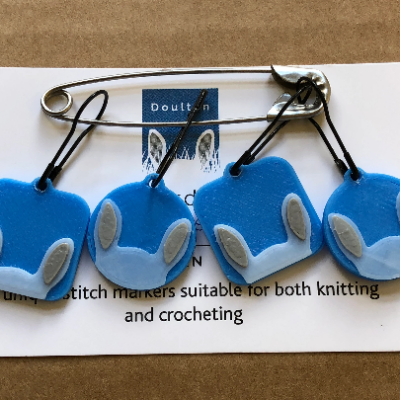 Doulton Stitch Markers featuring the head and ears of Border Leicester sheep and a locking pin