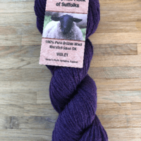 Suffolk Violet DK yarn, light, warm, hard wearing with a dry handle. Vibrant purple shade. Limited edition.