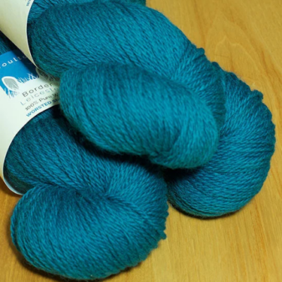 Salthome DK yarn, teal shade from North Yorkshire flock of rare breed, slaughter-free Border Leicester sheep