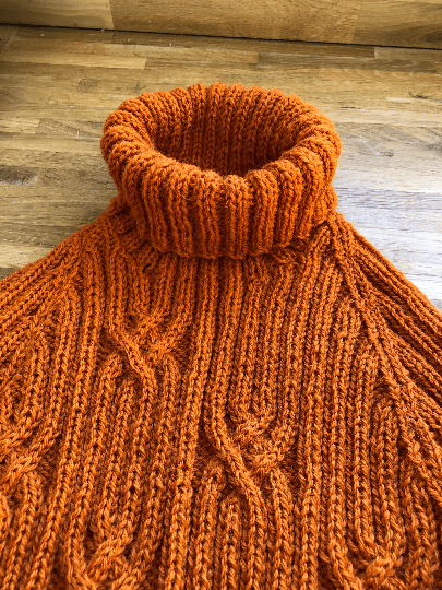 Roll Neck, Ribbed Sweater Knitting Kit made from Border Leicester Yarn
