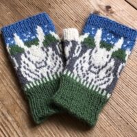 Woolen fingerless gloves knitting kit made from border leicester yarn