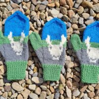 Woolen mitten knitting kit made from border leicester yarn